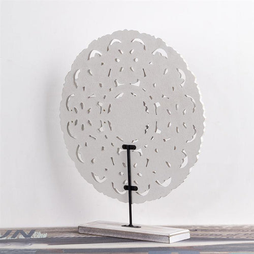 Carved White Mandala Medallion Rustic Wood Wall Art - The Finishing Touch Decor, LLC