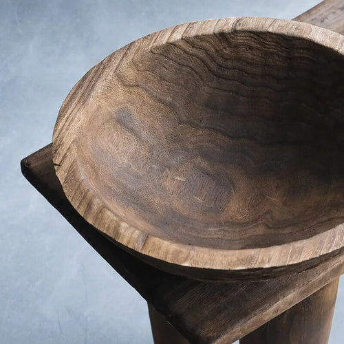 Dark Aged Tung Wood Nordic Large Disc Bowl - The Finishing Touch Decor, LLC