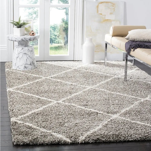 Trellis Pattern Grey & Ivory, Modern Thick Area Rug - The Finishing Touch Decor, LLC