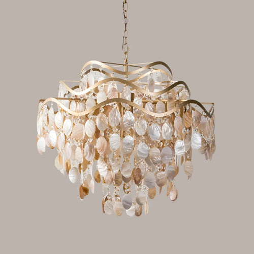 Beachy Conch Shell Coastal Pendant Chandelier Lighting - The Finishing Touch Decor, LLC