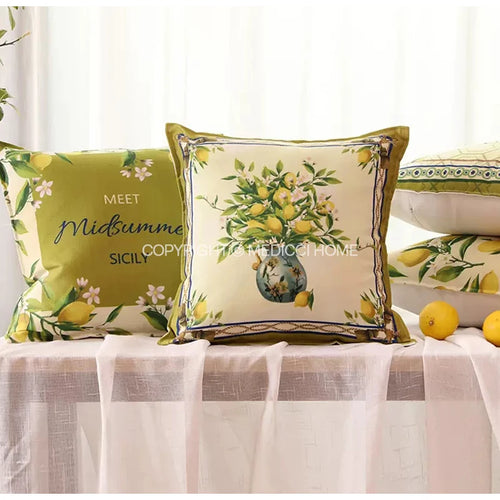 Lemon Print Waterproof Indoor/Outdoor Throw Pillow Covers - The Finishing Touch Decor, LLC