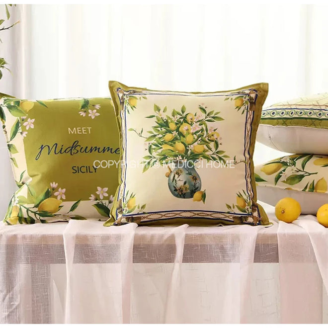 Lemon Print Waterproof Indoor/Outdoor Throw Pillow Covers - The Finishing Touch Decor, LLC