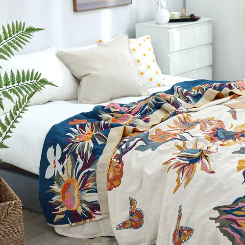 Boho Colorful Pattern Cotton Multi-layer Gauze Blanket - The Finishing Touch Decor, LLC