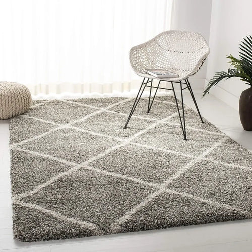 Trellis Pattern Grey & Ivory, Modern Thick Area Rug - The Finishing Touch Decor, LLC