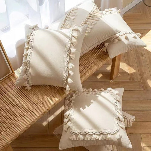 Cream Ivory Nordic Design Square Throw Pillow Covers - The Finishing Touch Decor, LLC