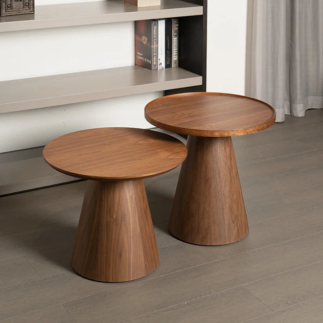 Solid Wood Round Pedestal Post-Modern Minimalist End Table - The Finishing Touch Decor