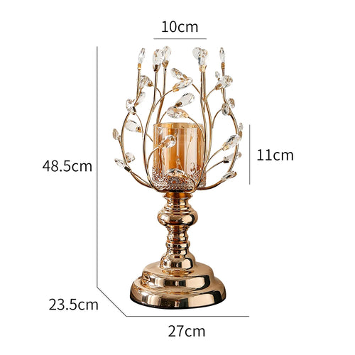 New-Classical Crystal Glass Shiny Metal Tall Tea Pillar Candle Holders - The Finishing Touch Decor, LLC