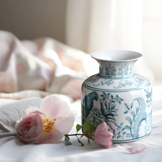 Chinese Blue & White Porcelain Ceramic Vintage Vases - The Finishing Touch Decor, LLC