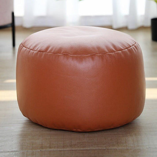 Faux Leather Small Round Foot Stool Pouf - Color Variety - The Finishing Touch Decor, LLC