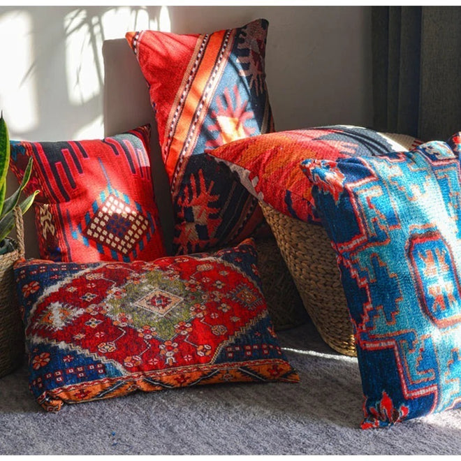 Colorful Pattern Lumbar Bohemian Throw Pillow Covers - The Finishing Touch Decor, LLC