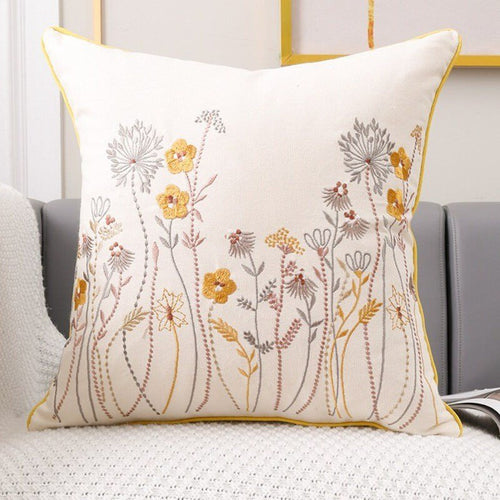 Cotton Embroidered Cottage-Style Pastoral Throw Pillow Covers - The Finishing Touch Decor, LLC