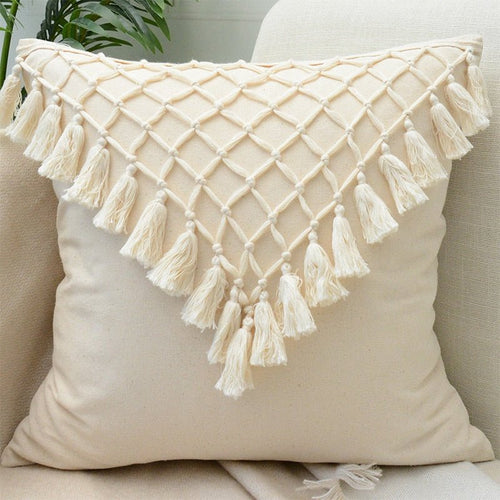 Cream Ivory Nordic Design Square Throw Pillow Covers - The Finishing Touch Decor, LLC