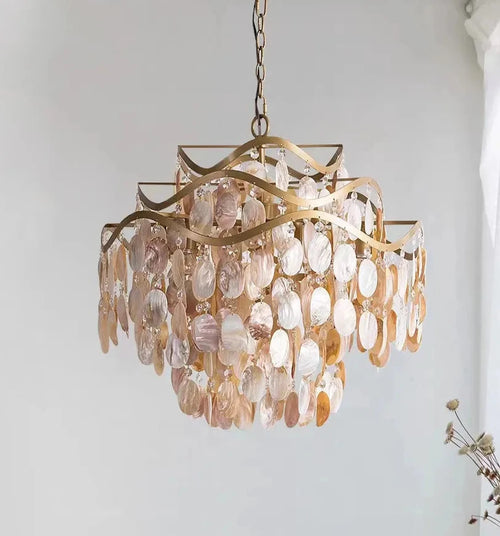 Beachy Conch Shell Coastal Pendant Chandelier Lighting - The Finishing Touch Decor, LLC