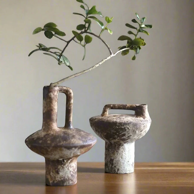 Aged Jingdezhen Ceramic Rough Pottery Vases - The Finishing Touch Decor, LLC