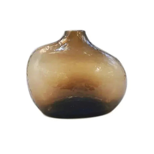 Hammered Amber Glass Irregular Shape Small Mouth Vase - The Finishing Touch Decor, LLC