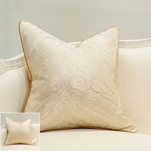 Jacquard Embroidered Gold Wave Throw Pillow Covers - The Finishing Touch Decor, LLC