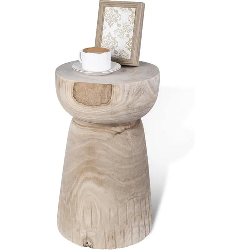 Natural Paulownia Wood Round Tree Stump End Side Table, 19" - The Finishing Touch Decor, LLC