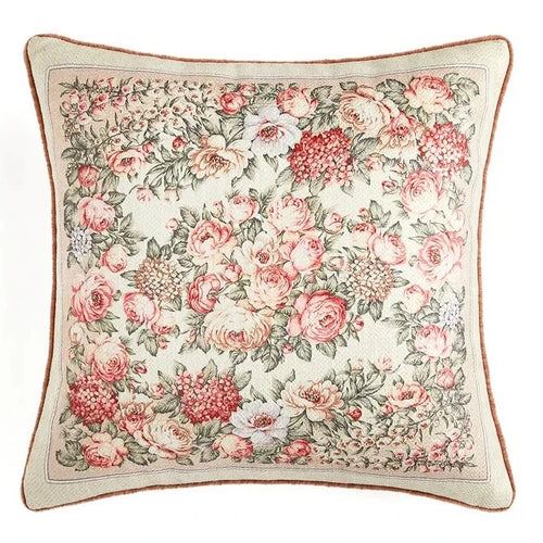 Tea Rose Garden Floral Tapestry Throw Pillow Covers - The Finishing Touch Decor, LLC