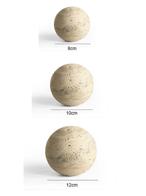 Natural Travertine Stone Sphere Paperweight Sculpture