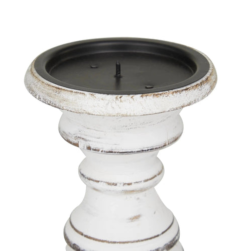 Traditional White Blush Distressed Finish Wood Candle Holder Set of 3 - The Finishing Touch Decor, LLC