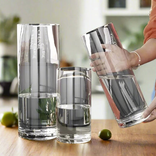 Clear Glass Minimalist Wide Mouth Pillar Vases - The Finishing Touch Decor, LLC