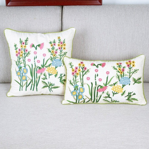 Cotton Embroidered Cottage-Style Pastoral Throw Pillow Covers - The Finishing Touch Decor, LLC