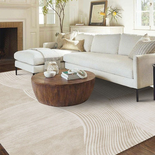 Beautiful Japandi Minimalist Neutral Area Rug - The Finishing Touch Decor, LLC