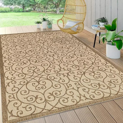 Durable Indoor/Outdoor Large Scroll Classic Area Rug - The Finishing Touch Decor, LLC