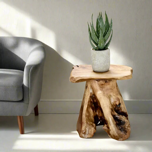 Natural Live Edge Cedar Wood Tree Stump Stool Side Table