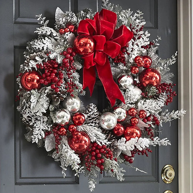 Christmas Wreath Rattan Set Wreaths For Doors New year Decorations Flower Garland Outdoor Home Decor Christmas Decorations 2024