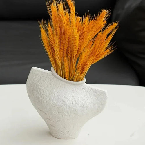 Creative Retro White Ceramic Vase Minimalism Flower Pots Desk Decoration Flowers Arrangement Floral Vases Room Aesthetic Decor