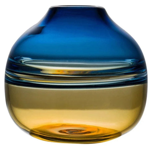 Gradient Blue to Amber Wave Handmade Glass Vase - The Finishing Touch Decor, LLC