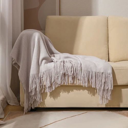 Faux-Cashmere Lightweight Fringed Throw Blanket - The Finishing Touch Decor, LLC