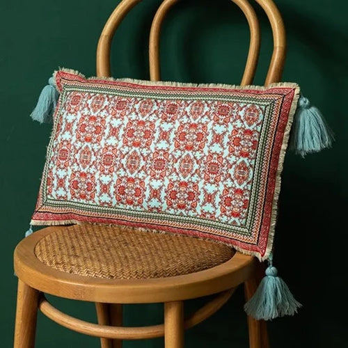 Soft Velvet Vintage Boho Floral Cushion Throw Pillow Covers with Tassels - The Finishing Touch Decor, LLC