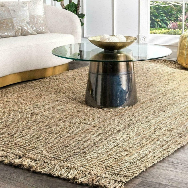 Rectangular Jute Natural Loop Hand-Woven Floor Area Rug - 2x3ft - The Finishing Touch Decor, LLC