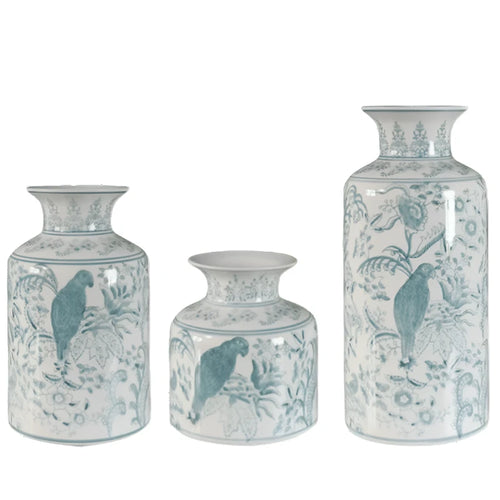 Chinese Blue & White Porcelain Ceramic Vintage Vases - The Finishing Touch Decor, LLC