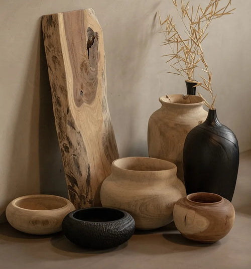 Wabi-sabi Camphor Wood Flower Ware Wood Jar Jewelry Floor Vases Wood Carving Decoration Soft Decoration Home