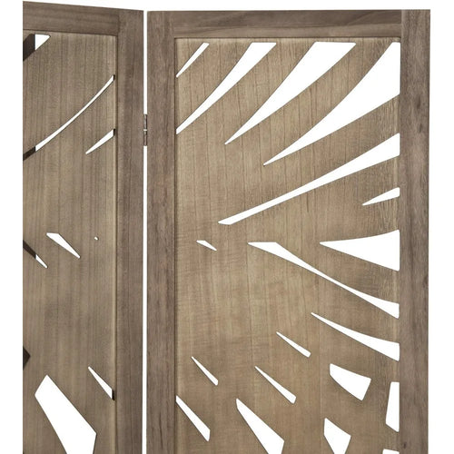 Tropical Palm Leaf Cutout 3 Pannel Wood Room Divider - The Finishing Touch Decor, LLC