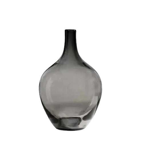 Smoke Clear Glass Japanese Style Big Belly Vase - The Finishing Touch Decor, LLC