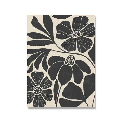 Matching Black Abstract Floral Nordic Wall Art Canvas Prints - The Finishing Touch Decor, LLC