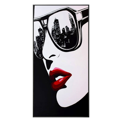 Graffiti Style Framed 80s Glam! "Sunglasses Girl" Canvas Painting - The Finishing Touch Decor, LLC