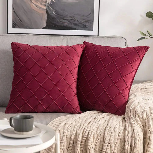 Soft Plaid Velvet Throw Pillow Cushion Covers - The Finishing Touch Decor, LLC