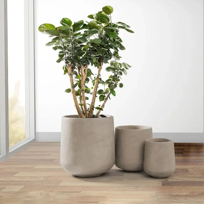 Outdoor/Indoor Set of 3 Concrete Flowerpot Planters - The Finishing Touch Decor, LLC