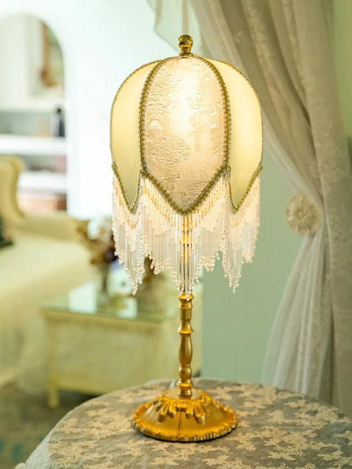 French Retro Classical Crystal Tassel Table Lamp - The Finishing Touch Decor, LLC