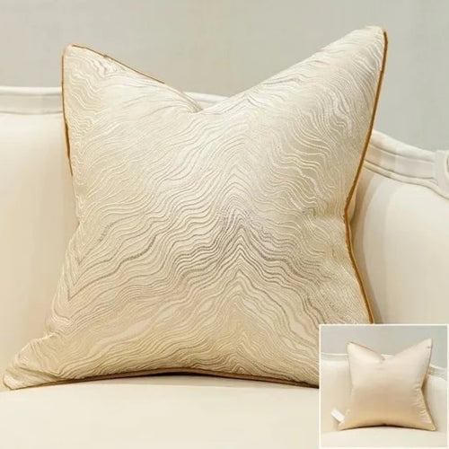 Jacquard Embroidered Gold Wave Throw Pillow Covers - The Finishing Touch Decor, LLC