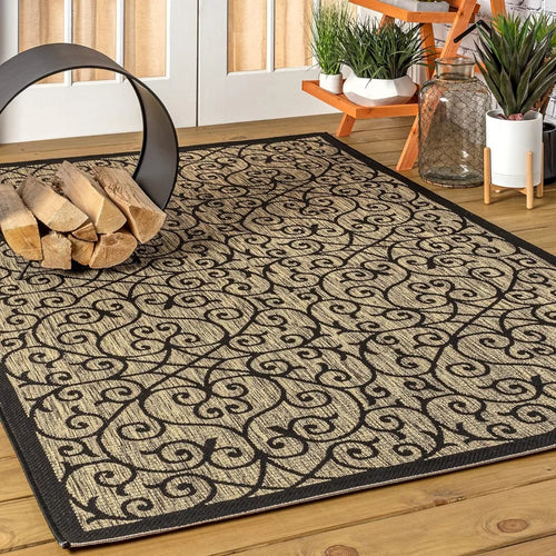 Durable Indoor/Outdoor Large Scroll Classic Area Rug - The Finishing Touch Decor, LLC