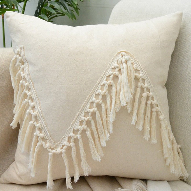 Cream Ivory Nordic Design Square Throw Pillow Covers - The Finishing Touch Decor, LLC