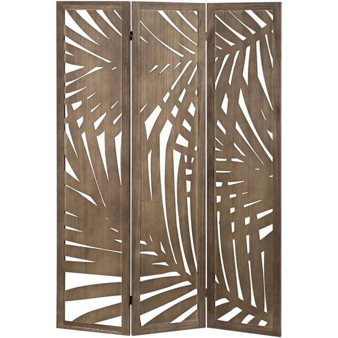 Tropical Palm Leaf Cutout 3 Pannel Wood Room Divider - The Finishing Touch Decor, LLC