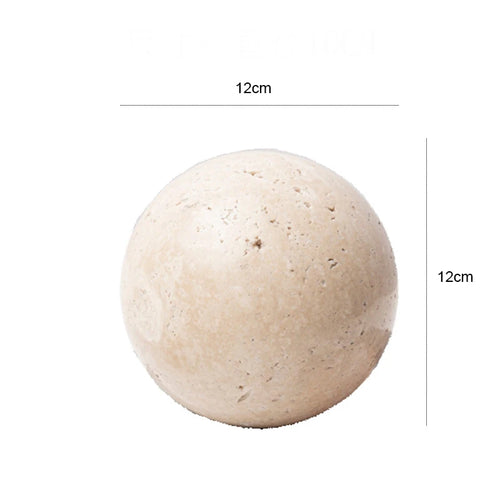 Natural Travertine Stone Sphere Paperweight Sculpture