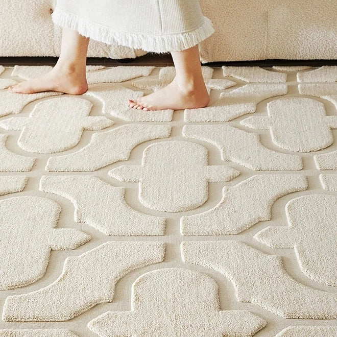 Quatrefoil Pattern French Cream Thick Carpet Area Rug - The Finishing Touch Decor, LLC